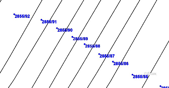 Parcela st. 2855/88 v KÚ Líšina, Katastrální mapa