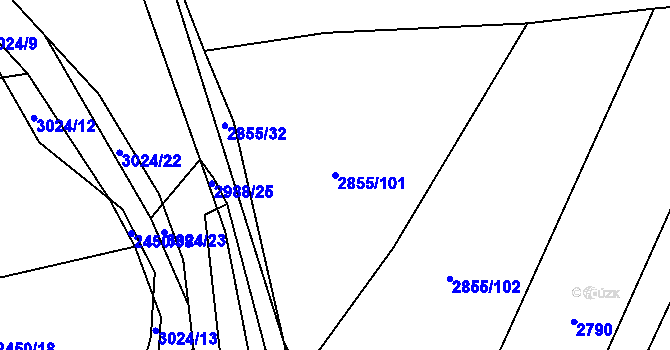 Parcela st. 2855/101 v KÚ Líšina, Katastrální mapa