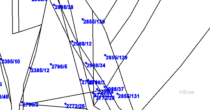 Parcela st. 2855/129 v KÚ Líšina, Katastrální mapa