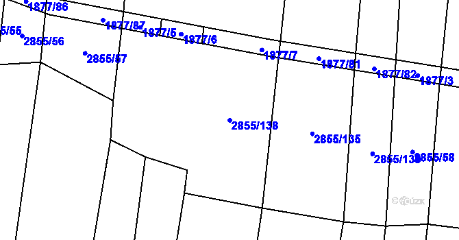 Parcela st. 2855/138 v KÚ Líšina, Katastrální mapa