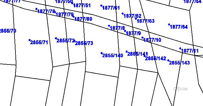 Parcela st. 2855/140 v KÚ Líšina, Katastrální mapa