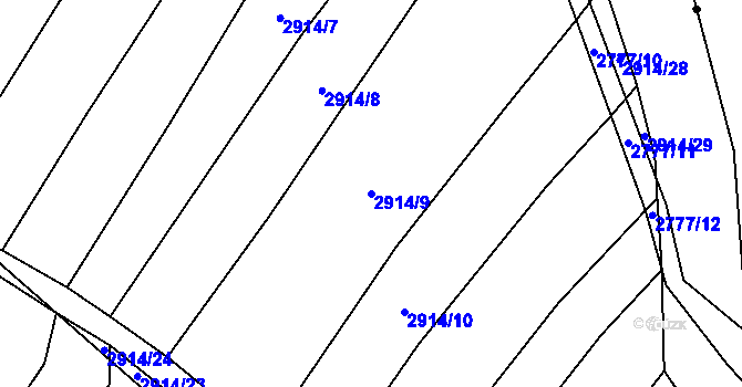 Parcela st. 2914/9 v KÚ Líšina, Katastrální mapa