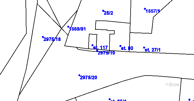 Parcela st. 2975/19 v KÚ Líšina, Katastrální mapa