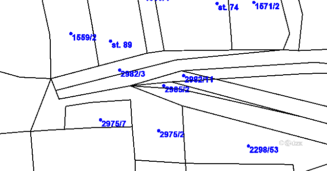 Parcela st. 2985/2 v KÚ Líšina, Katastrální mapa