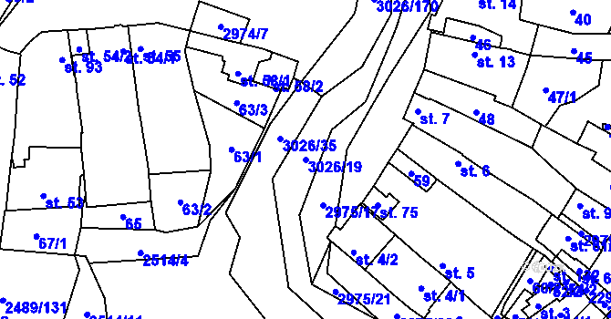 Parcela st. 3026/19 v KÚ Líšina, Katastrální mapa