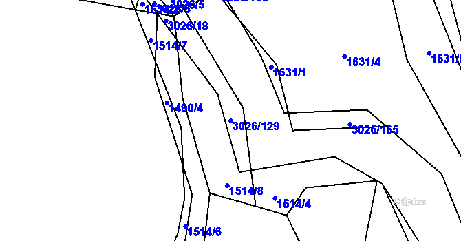 Parcela st. 3026/129 v KÚ Líšina, Katastrální mapa