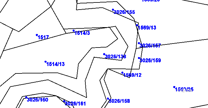 Parcela st. 3026/138 v KÚ Líšina, Katastrální mapa