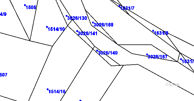 Parcela st. 3026/140 v KÚ Líšina, Katastrální mapa