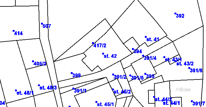 Parcela st. 42 v KÚ Líšná, Katastrální mapa