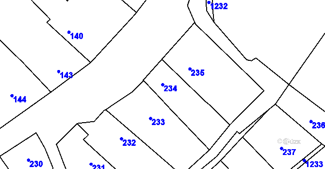 Parcela st. 234 v KÚ Líšná u Přerova, Katastrální mapa