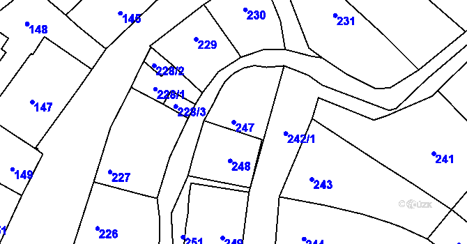 Parcela st. 247 v KÚ Líšná u Přerova, Katastrální mapa