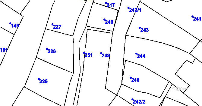 Parcela st. 249 v KÚ Líšná u Přerova, Katastrální mapa