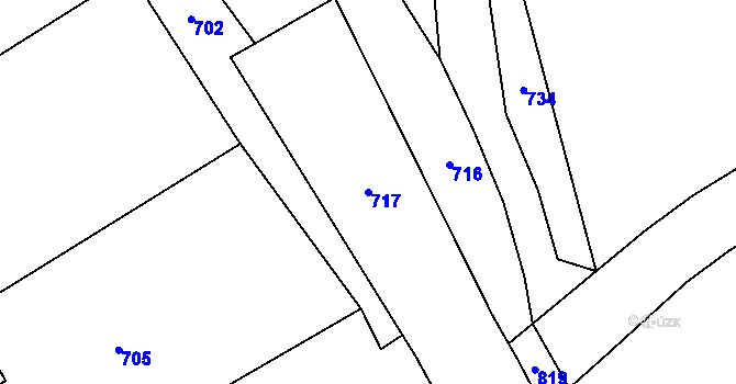 Parcela st. 717 v KÚ Líšná u Přerova, Katastrální mapa