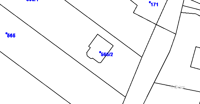 Parcela st. 566/2 v KÚ Líšná u Přerova, Katastrální mapa