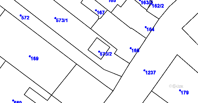 Parcela st. 573/2 v KÚ Líšná u Přerova, Katastrální mapa