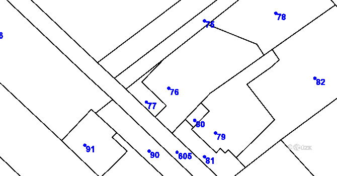 Parcela st. 76 v KÚ Líšná u Přerova, Katastrální mapa