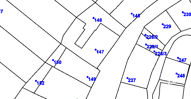 Parcela st. 147 v KÚ Líšná u Přerova, Katastrální mapa