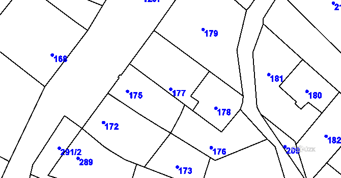 Parcela st. 177 v KÚ Líšná u Přerova, Katastrální mapa