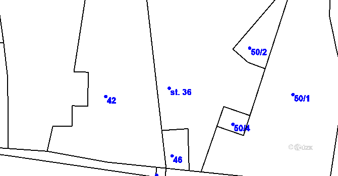Parcela st. 36 v KÚ Líšnice u Prahy, Katastrální mapa