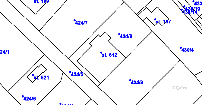 Parcela st. 612 v KÚ Líšnice u Prahy, Katastrální mapa
