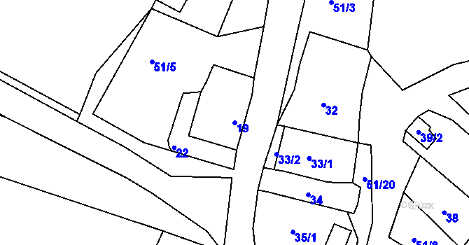 Parcela st. 19 v KÚ Lišnice, Katastrální mapa