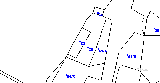 Parcela st. 23 v KÚ Lišnice, Katastrální mapa