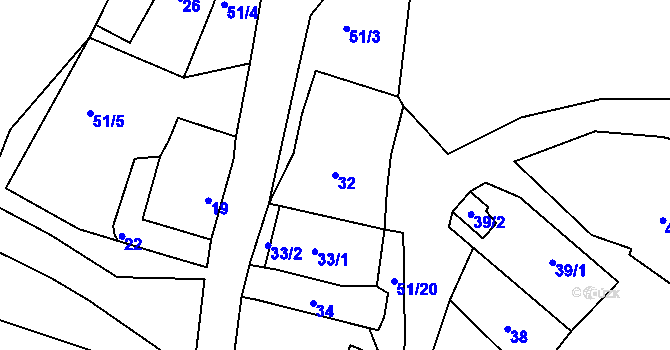 Parcela st. 32 v KÚ Lišnice, Katastrální mapa