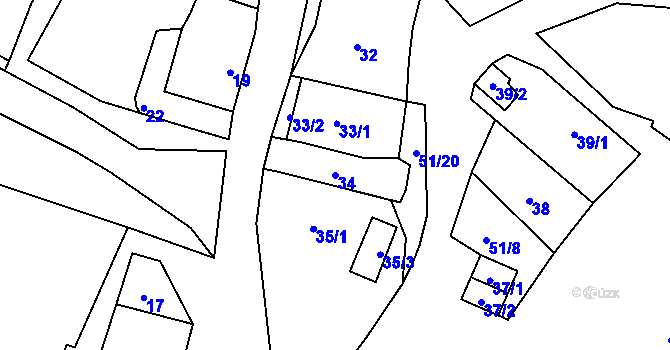 Parcela st. 34 v KÚ Lišnice, Katastrální mapa