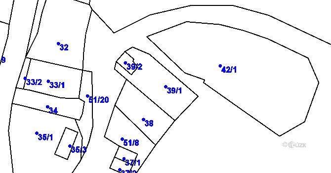 Parcela st. 39/1 v KÚ Lišnice, Katastrální mapa