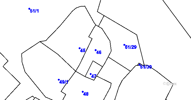 Parcela st. 46 v KÚ Lišnice, Katastrální mapa