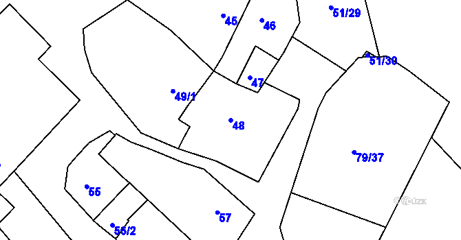 Parcela st. 48 v KÚ Lišnice, Katastrální mapa