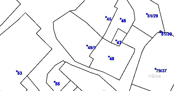 Parcela st. 49/1 v KÚ Lišnice, Katastrální mapa