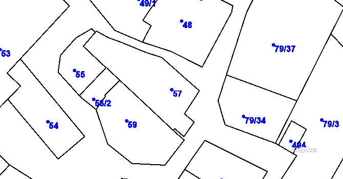 Parcela st. 57 v KÚ Lišnice, Katastrální mapa
