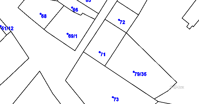 Parcela st. 71 v KÚ Lišnice, Katastrální mapa