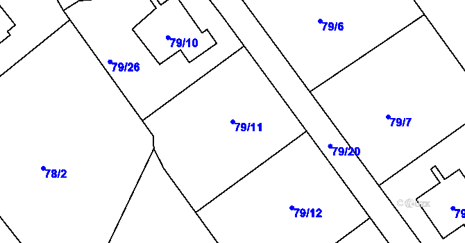 Parcela st. 79/11 v KÚ Lišnice, Katastrální mapa