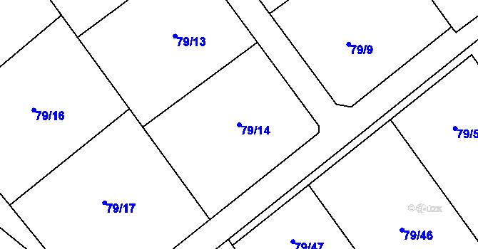 Parcela st. 79/14 v KÚ Lišnice, Katastrální mapa