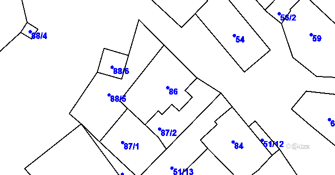 Parcela st. 86 v KÚ Lišnice, Katastrální mapa