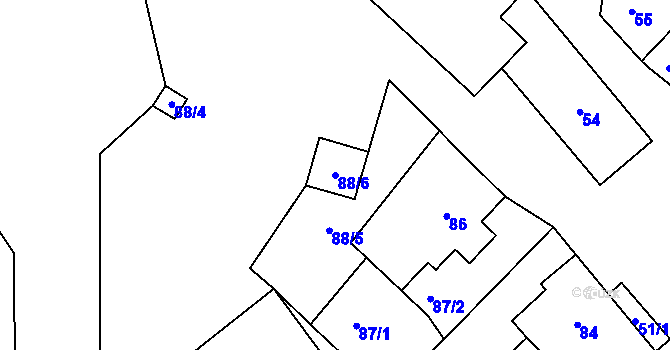 Parcela st. 88/6 v KÚ Lišnice, Katastrální mapa