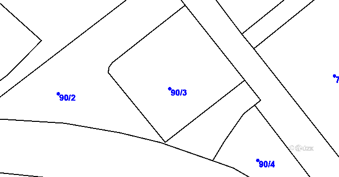 Parcela st. 90/3 v KÚ Lišnice, Katastrální mapa