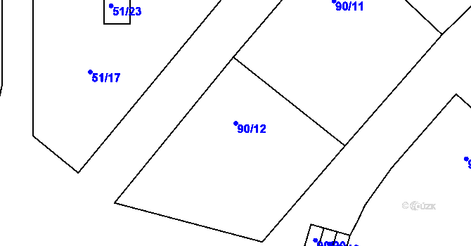 Parcela st. 90/12 v KÚ Lišnice, Katastrální mapa