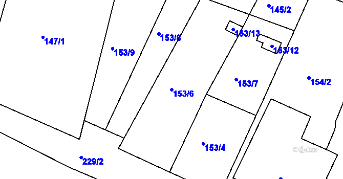 Parcela st. 153/6 v KÚ Lišnice, Katastrální mapa