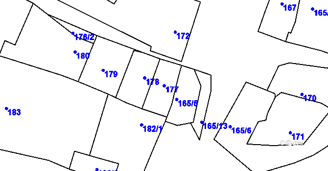 Parcela st. 177 v KÚ Lišnice, Katastrální mapa