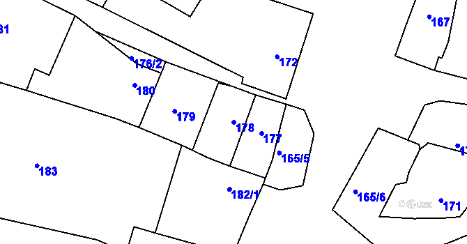 Parcela st. 178 v KÚ Lišnice, Katastrální mapa