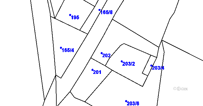 Parcela st. 202 v KÚ Lišnice, Katastrální mapa
