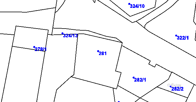 Parcela st. 281 v KÚ Lišnice, Katastrální mapa