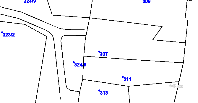Parcela st. 307 v KÚ Lišnice, Katastrální mapa