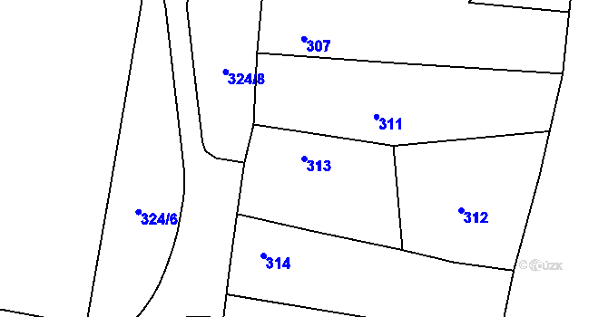 Parcela st. 313 v KÚ Lišnice, Katastrální mapa