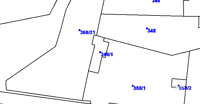 Parcela st. 349/1 v KÚ Lišnice, Katastrální mapa