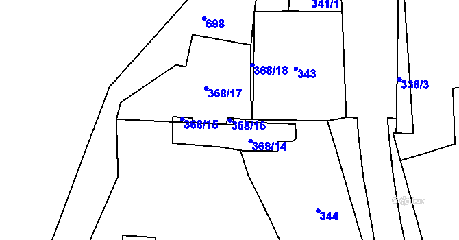 Parcela st. 368/16 v KÚ Lišnice, Katastrální mapa