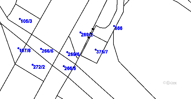 Parcela st. 375/7 v KÚ Lišnice, Katastrální mapa